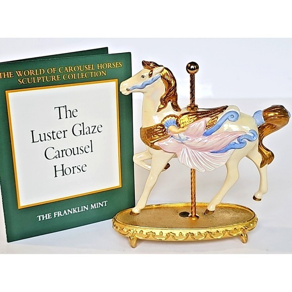 Franklin Mint World‎ of Carousel Horses Luster Glaze Angel 24K Gold COA M1045 - Picture 1 of 12